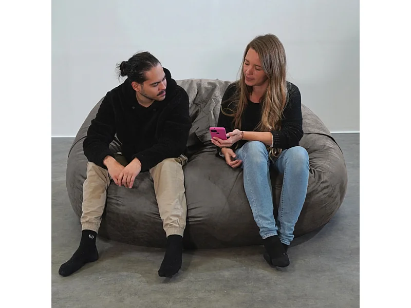 Pufe gigante microcamurça cinzento 160 cm