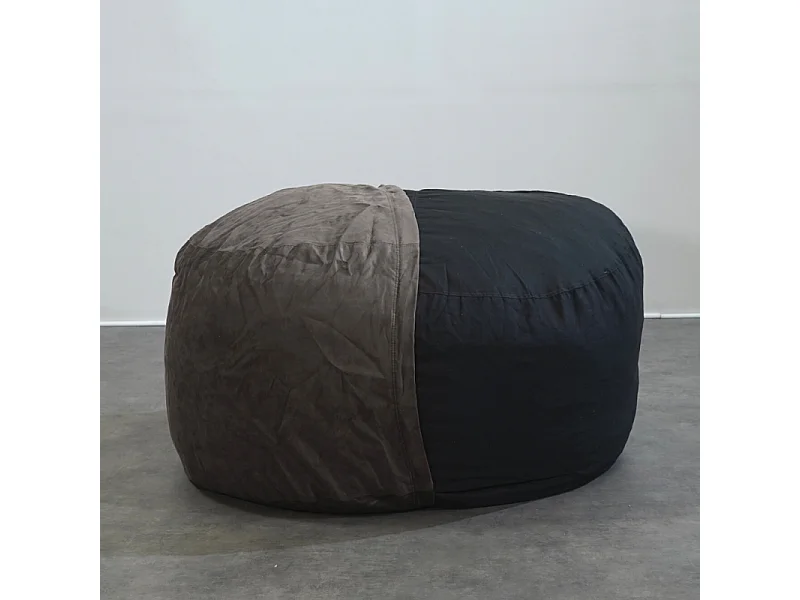 Pouf géant déhoussable microsuède gris 120 cm