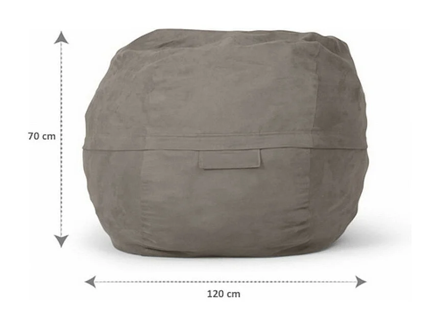 Pouf géant déhoussable microsuède gris 120 cm