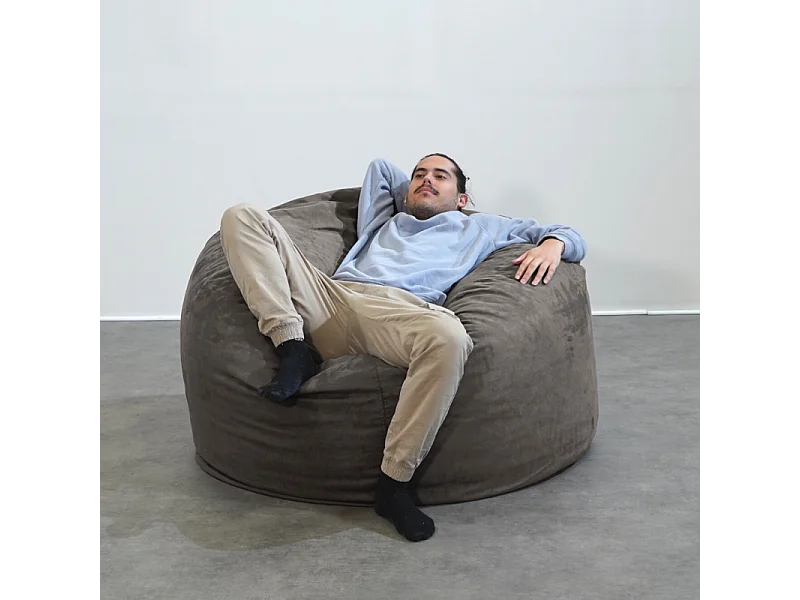 Reuze grijze microsuède poef 120 cm