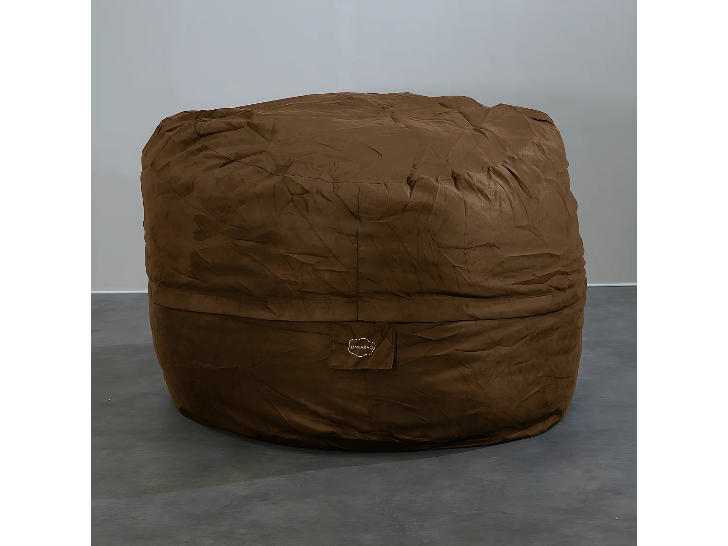 Pouf géant déhoussable microsuède chocolat 180 cm