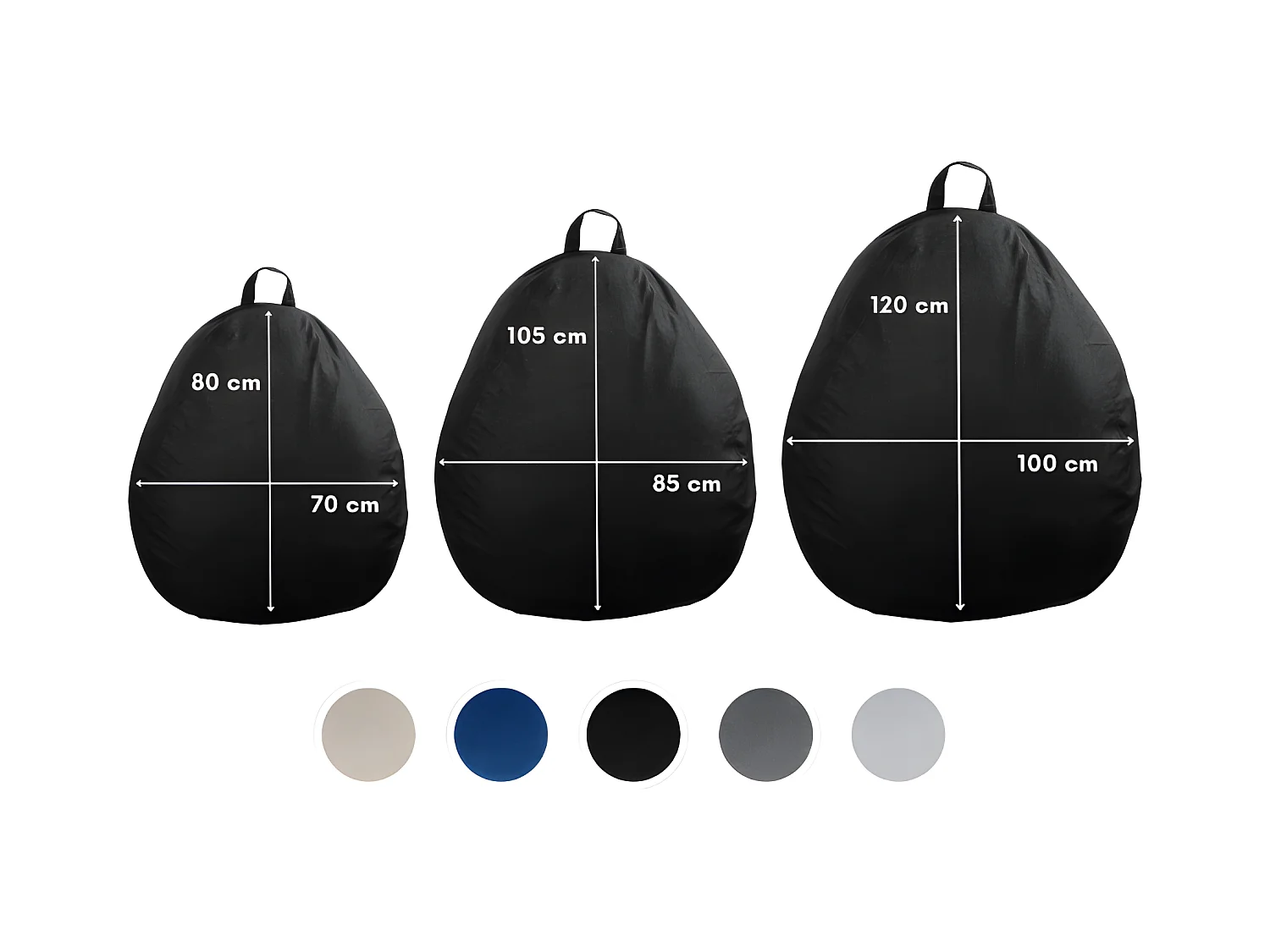 Pouf poire déhoussable noir 80 x 70 cm