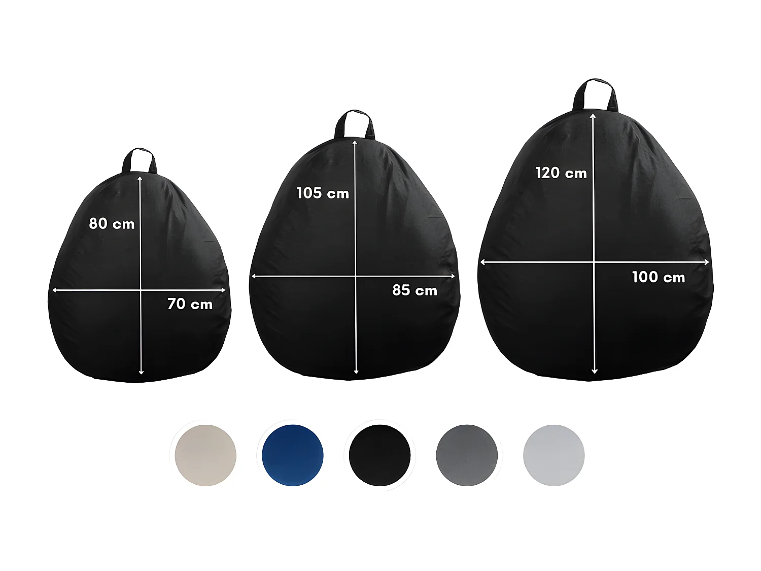 Birnen-Pouf 80 x 70 cm, Schwarz