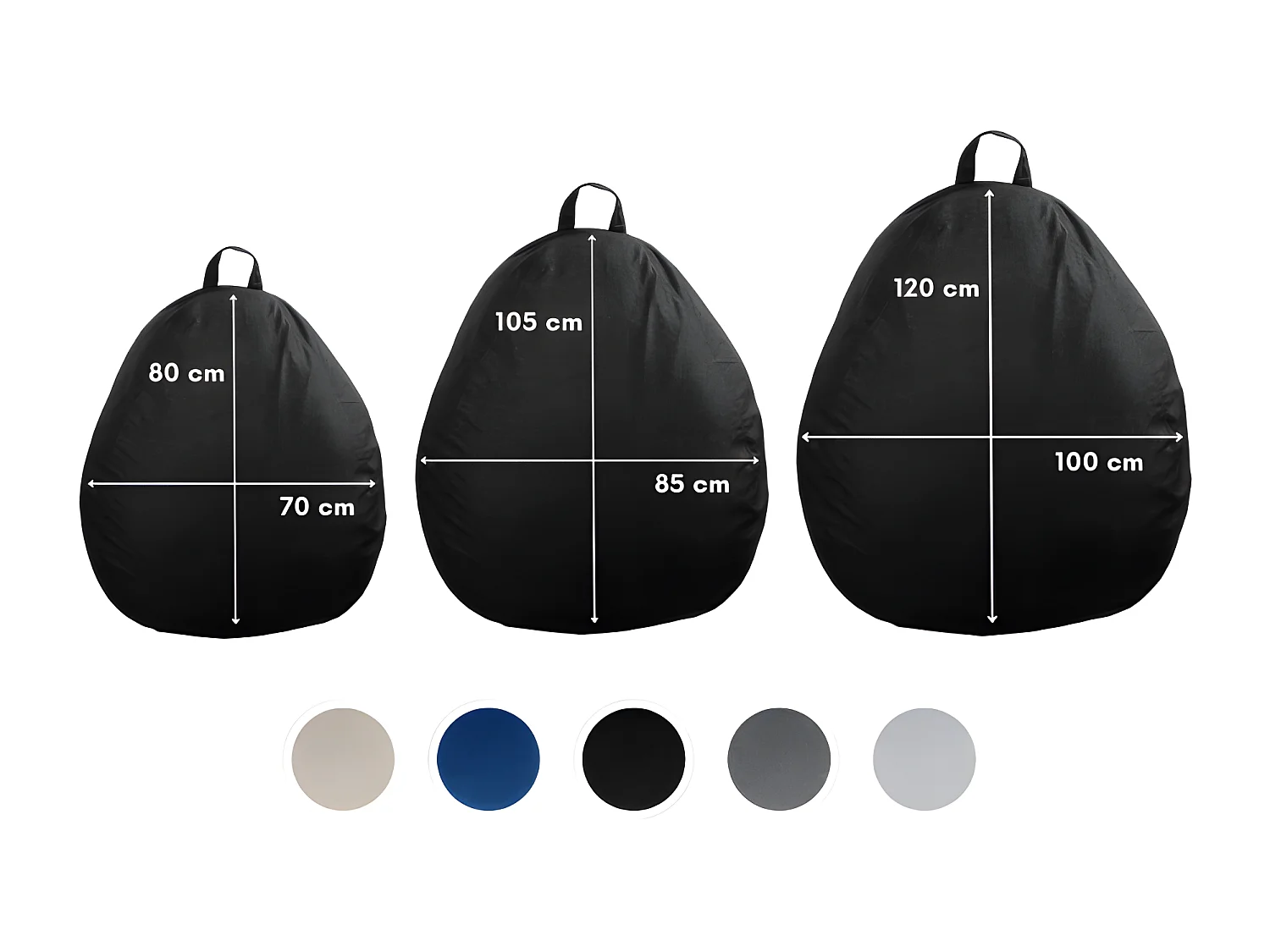 Pouf poire déhoussable noir 80 x 70 cm