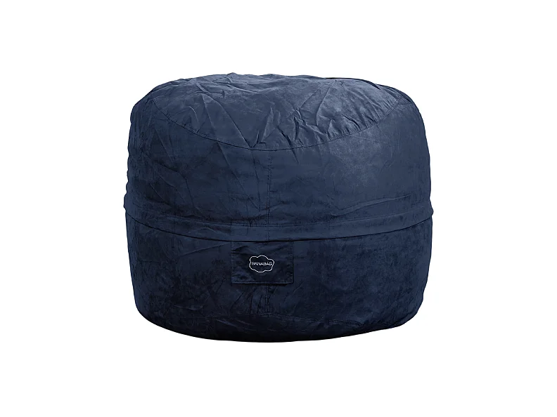Pouf géant déhoussable microsuède bleu nuit 120 cm