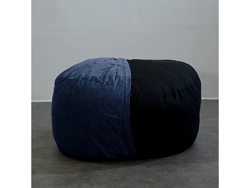 Pouf géant déhoussable microsuède bleu nuit 120 cm