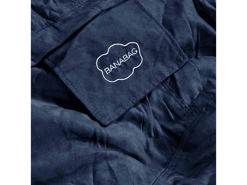 Pouf géant déhoussable microsuède bleu nuit 120 cm