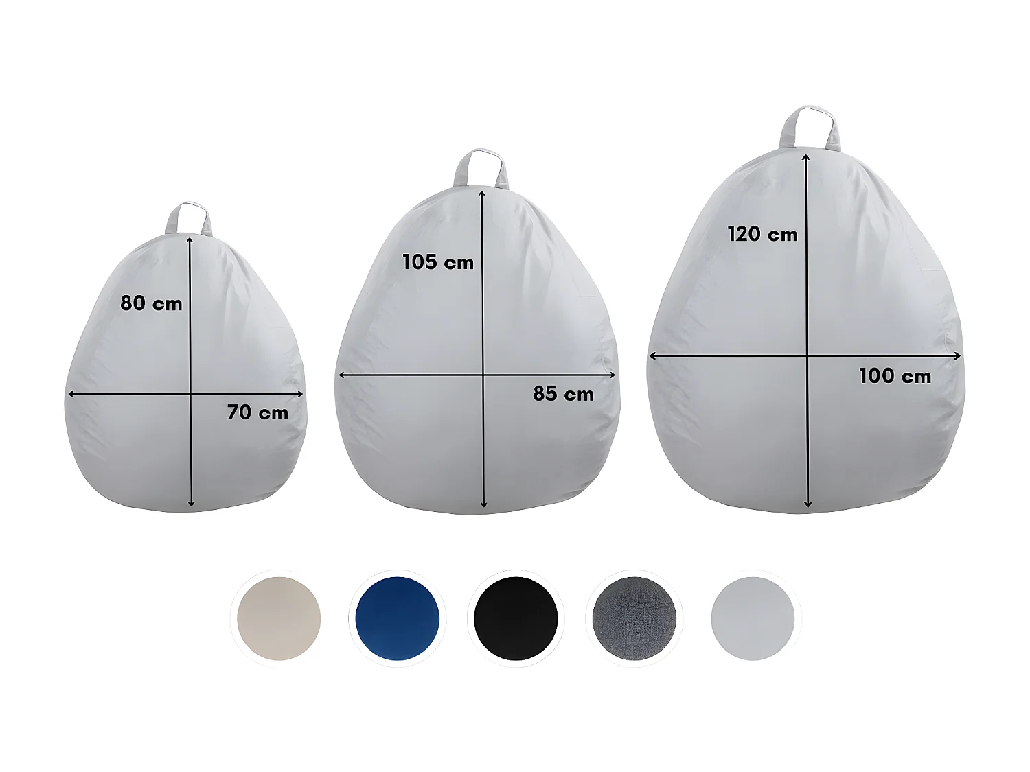 Pouf poire déhoussable gris 105 x 85 cm