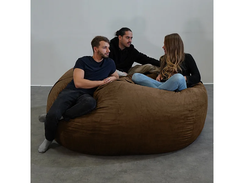 Pouf géant déhoussable microsuède chocolat 200 cm