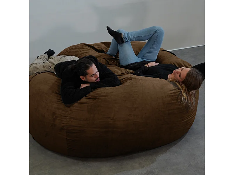 Pouf géant déhoussable microsuède chocolat 200 cm