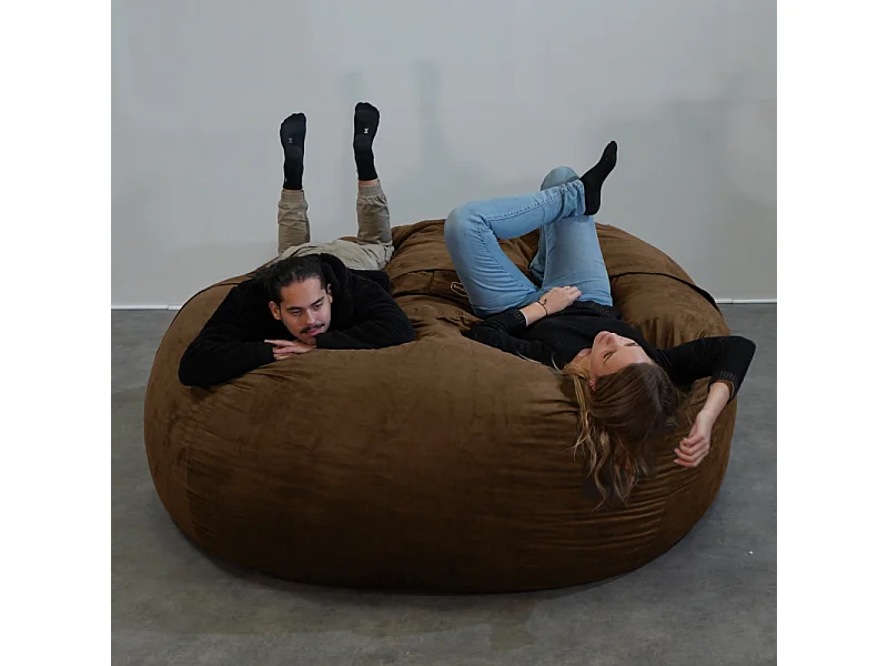 Pouf géant déhoussable microsuède chocolat 200 cm