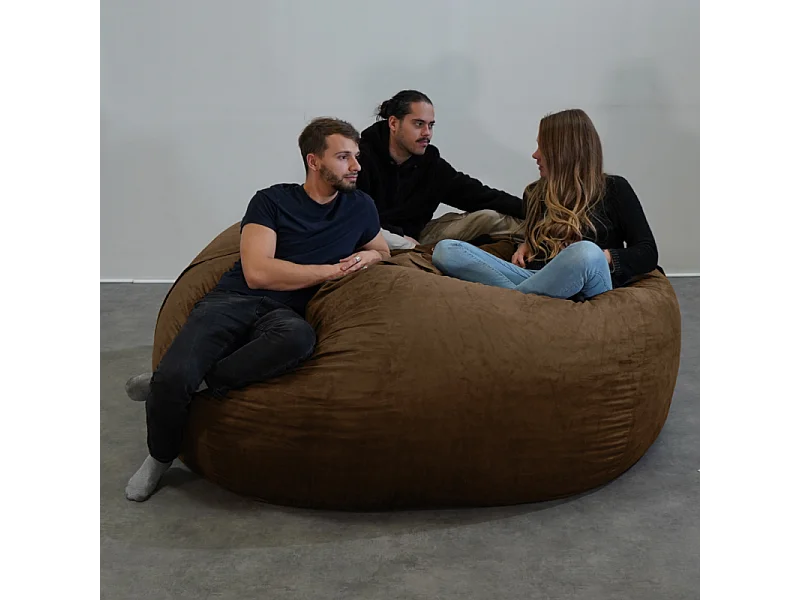 Pouf géant déhoussable microsuède chocolat 200 cm