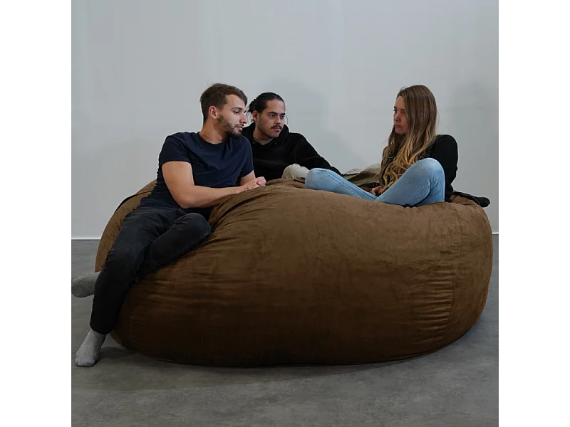 Pouf géant déhoussable microsuède chocolat 200 cm