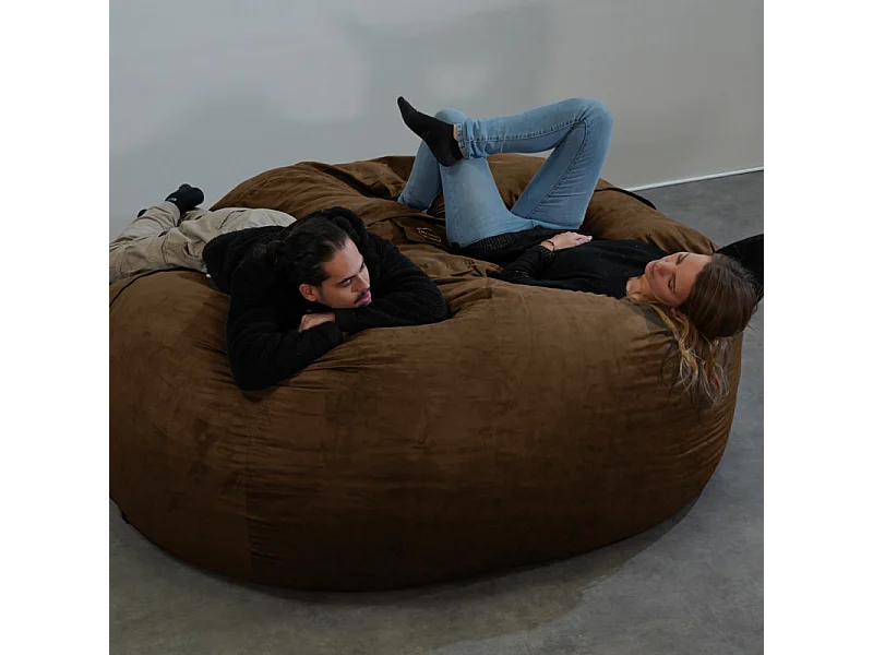 Pouf géant déhoussable microsuède chocolat 200 cm