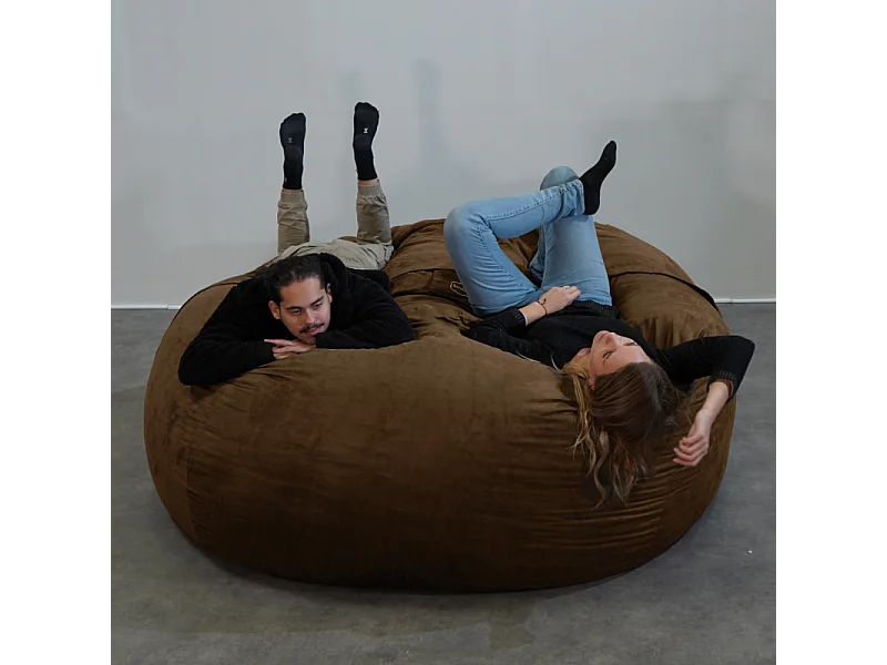Pouf géant déhoussable microsuède chocolat 200 cm