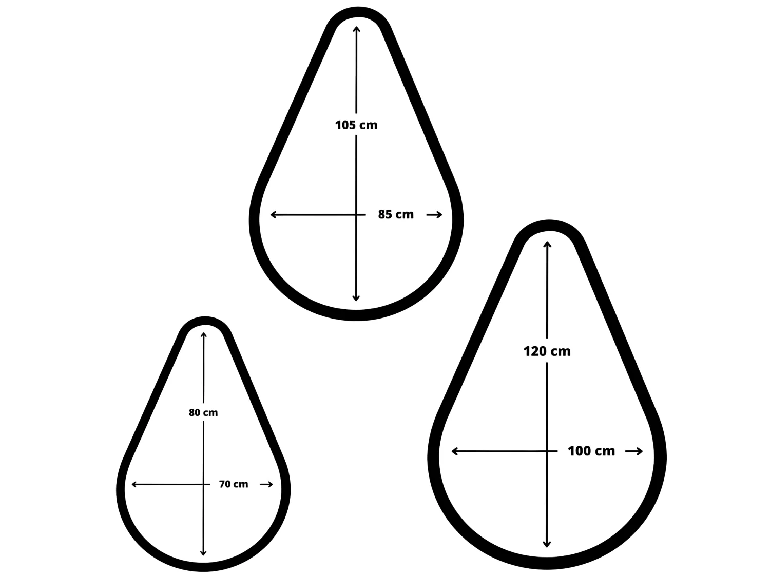 Zwarte peervormige poef 105 x 85 cm