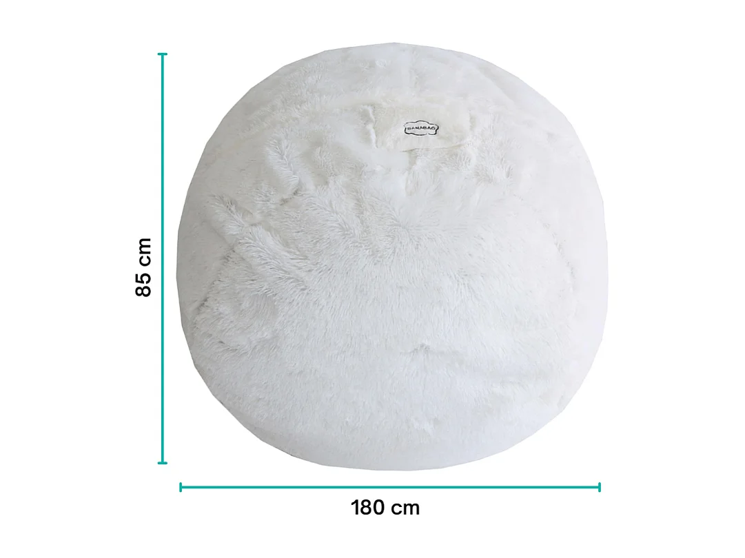 Reuze witte poef met nepbont, 180 cm