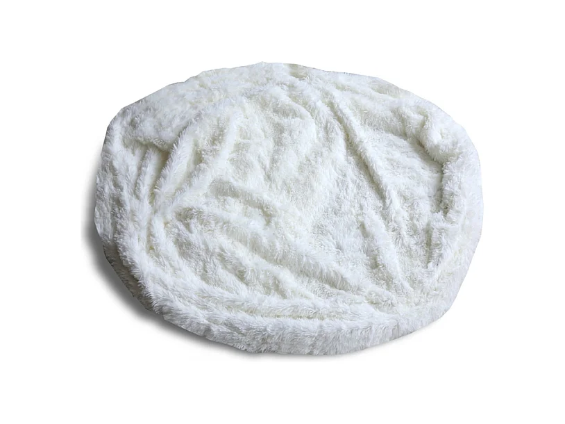Pouf géant déhoussable fausse fourrure blanc 200 cm