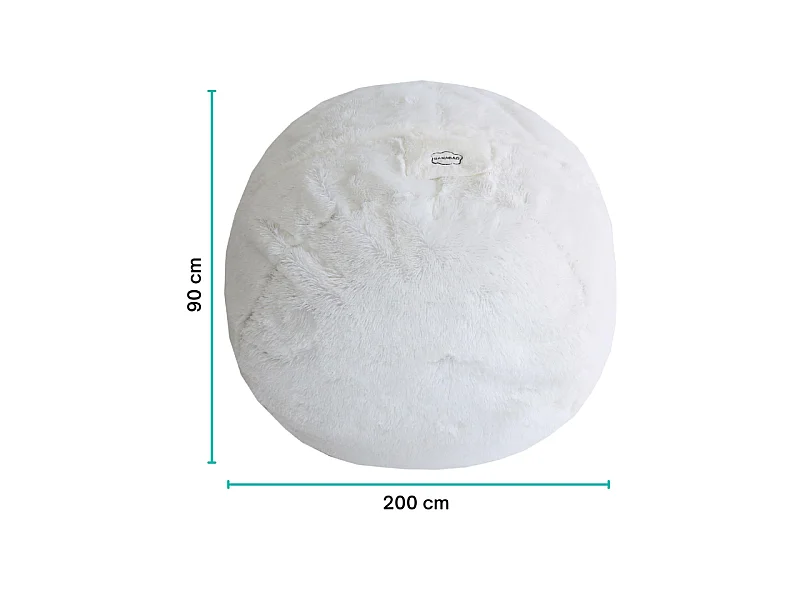 Pouf géant déhoussable fausse fourrure blanc 200 cm