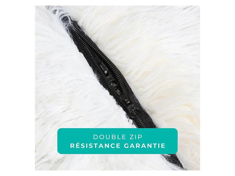 Reuze witte poef met nepbont, 200 cm