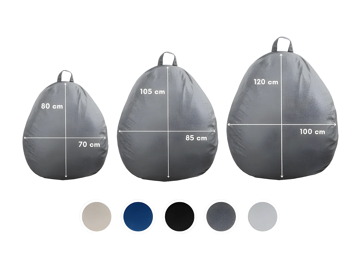 Pouf poire déhoussable gris foncé 105 x 85 cm