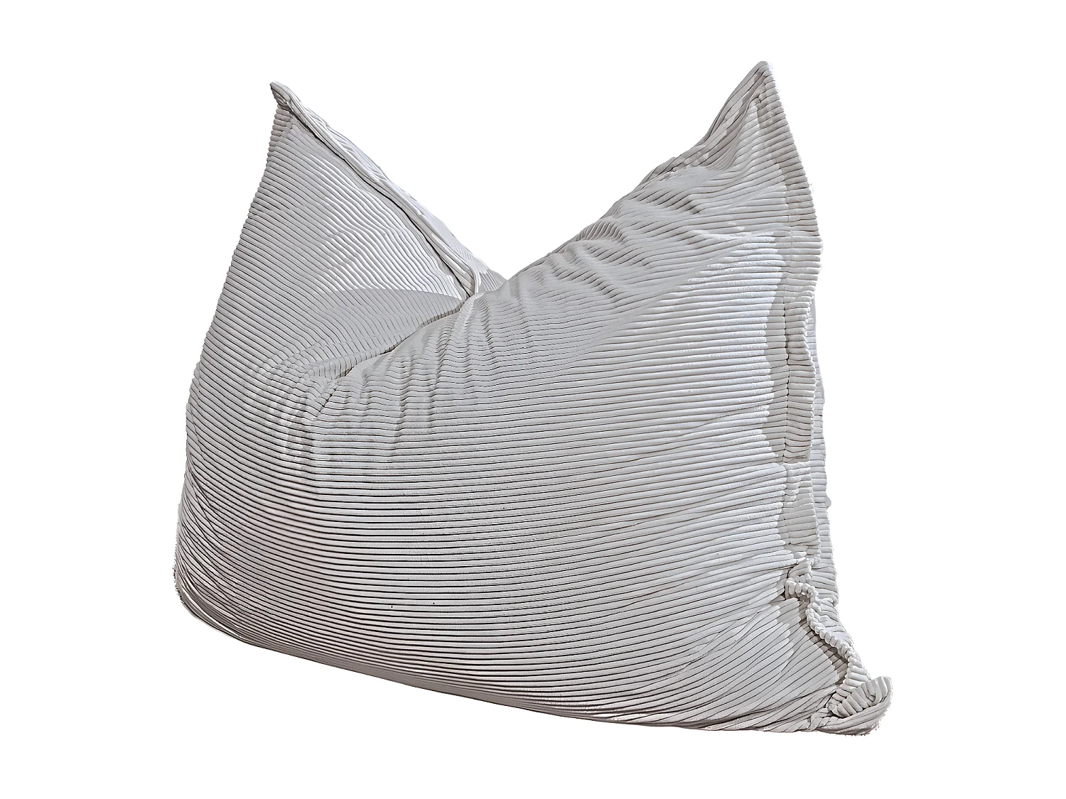 Pouf velours côtelé déhoussable gris clair 180 x 140 cm