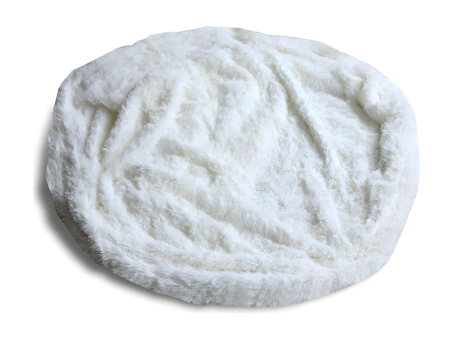 Pouf géant déhoussable fausse fourrure blanc 160 cm