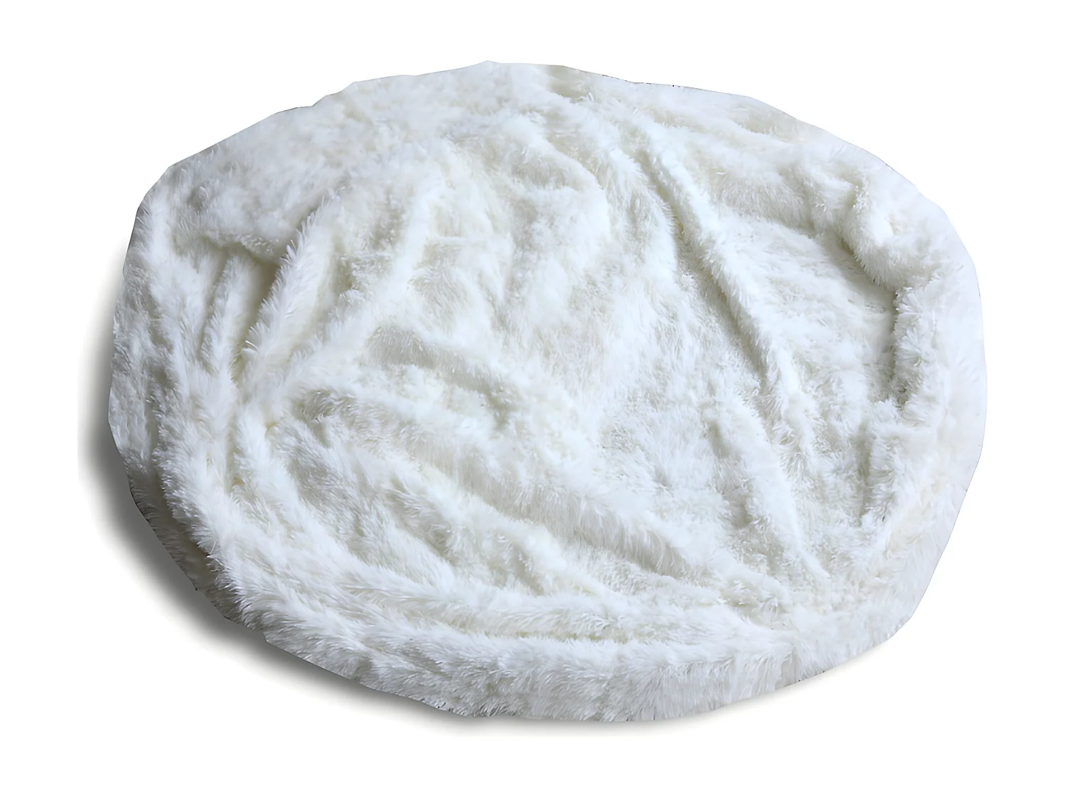 Pouf géant déhoussable fausse fourrure blanc 160 cm