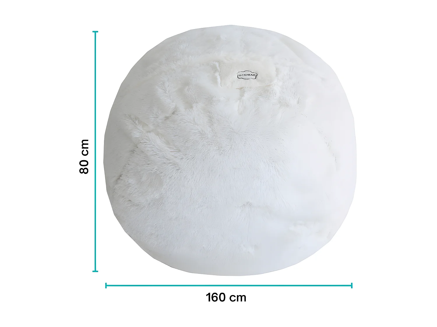Pouf géant déhoussable fausse fourrure blanc 160 cm