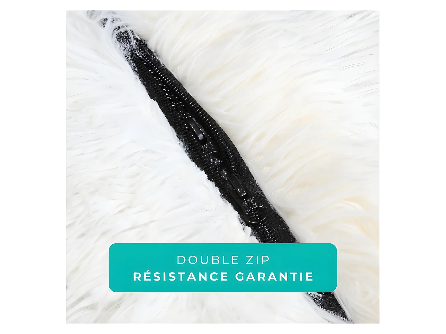 Pouf géant déhoussable fausse fourrure blanc 160 cm