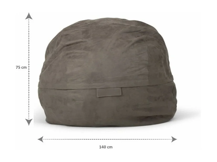 Pouf géant déhoussable microsuède gris 140 cm