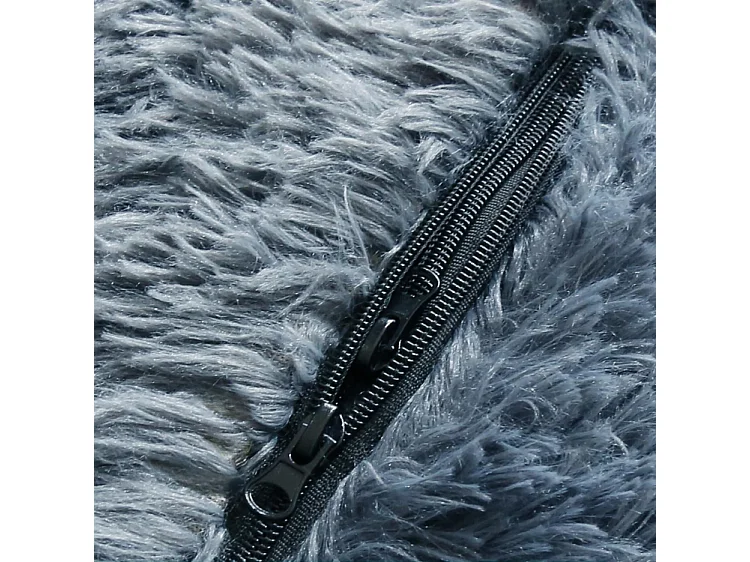 Reuze grijze poef met nepbont, 180 cm