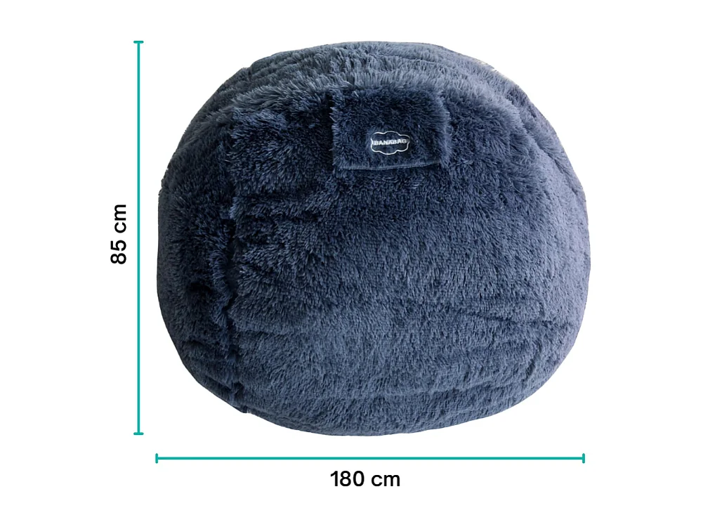 Pouf géant déhoussable fausse fourrure gris 180 cm