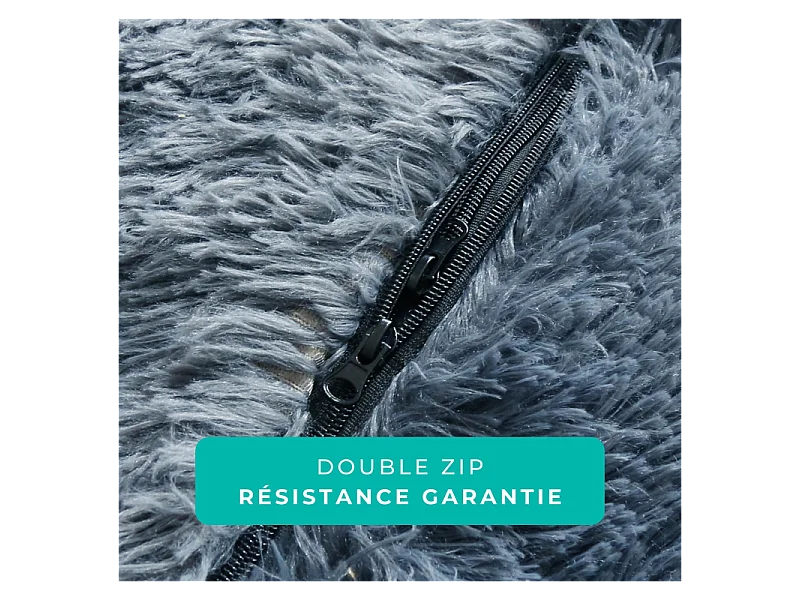 Pouf géant déhoussable fausse fourrure gris 180 cm