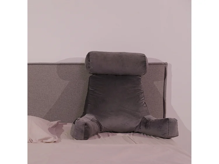 Almofada de leitura veludo cinzento claro 65 x 80 cm