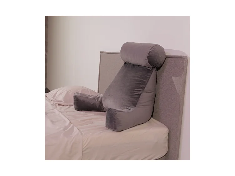 Coussin de lecture velours gris clair 65 x 80 cm