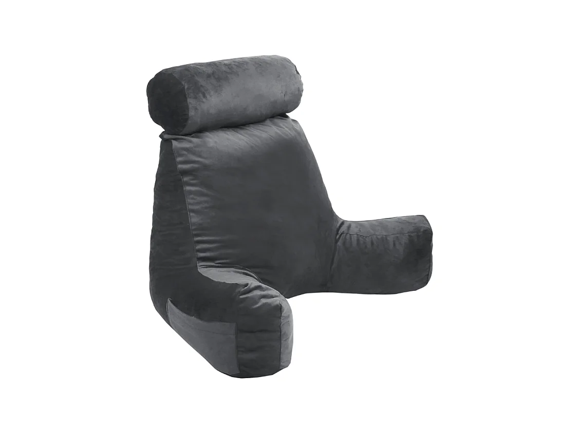 Coussin de lecture velours gris clair 65 x 80 cm