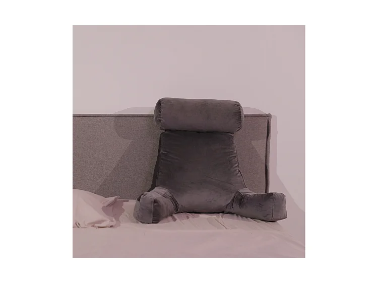 Coussin de lecture velours gris clair 65 x 80 cm