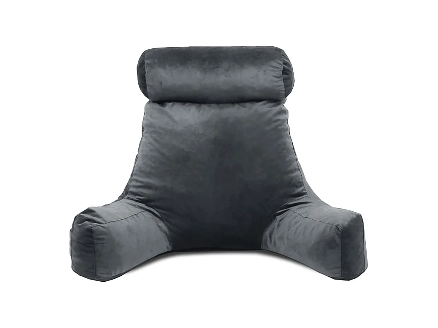 Coussin de lecture velours gris clair 65 x 80 cm