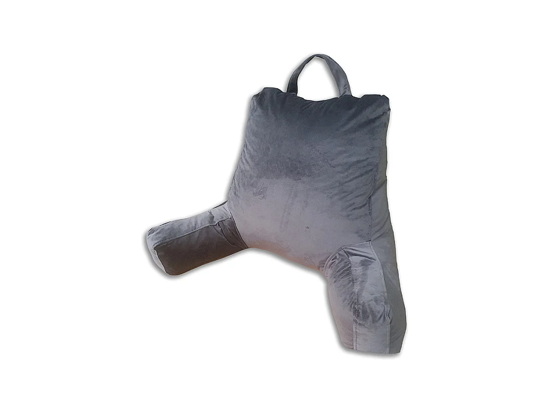 Coussin de lecture velours gris clair 65 x 80 cm