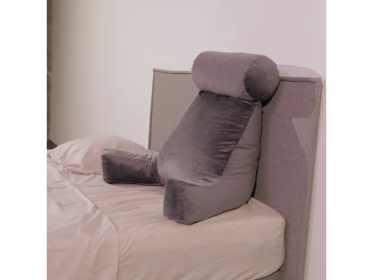 Coussin de lecture velours gris clair 65 x 80 cm