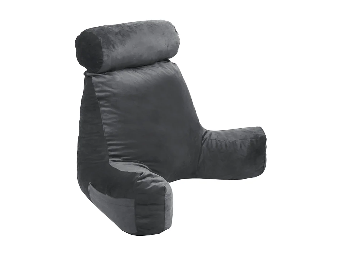 Coussin de lecture velours gris clair 65 x 80 cm