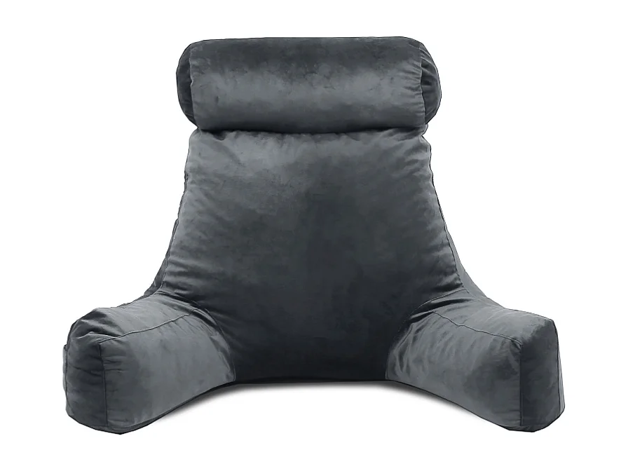 Coussin de lecture velours gris clair 65 x 80 cm