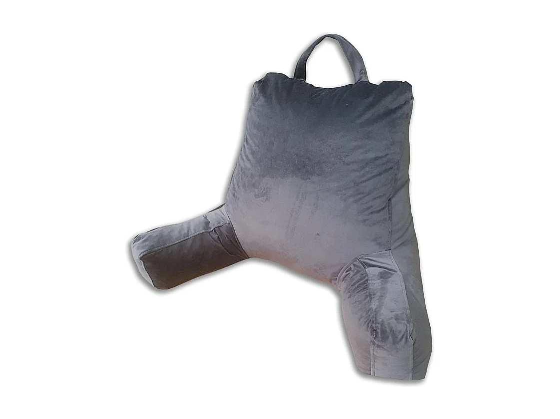 Coussin de lecture velours gris clair 65 x 80 cm