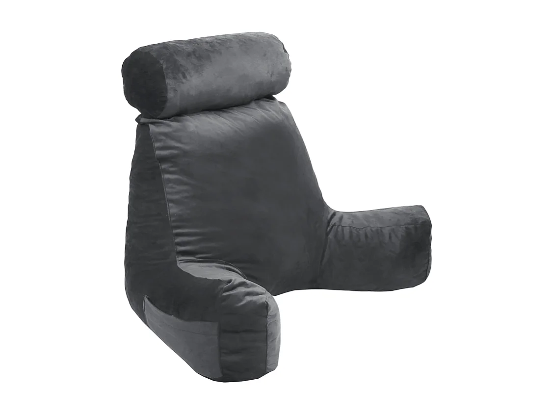 Lichtgrijs fluwelen leeskussen 65 x 80 cm