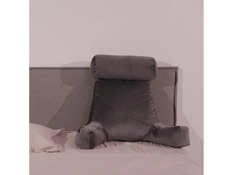 Lichtgrijs fluwelen leeskussen 65 x 80 cm