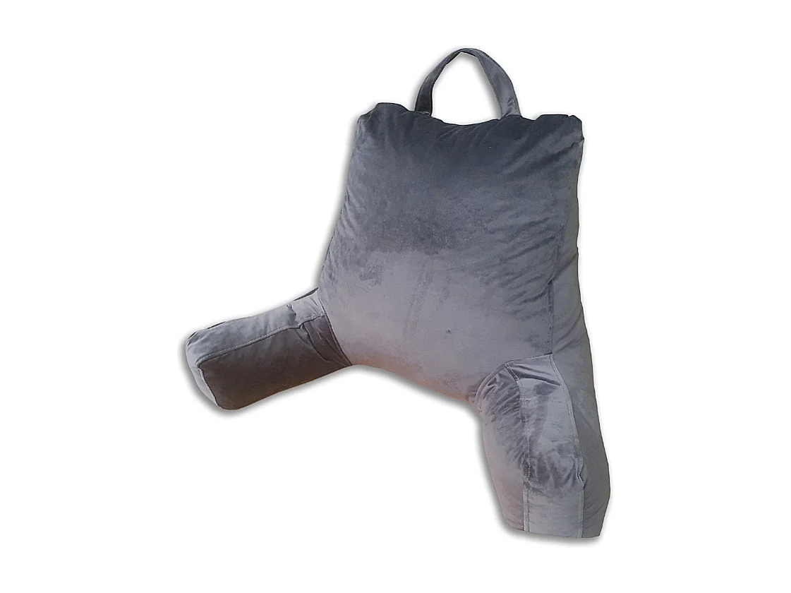 Lichtgrijs fluwelen leeskussen 65 x 80 cm