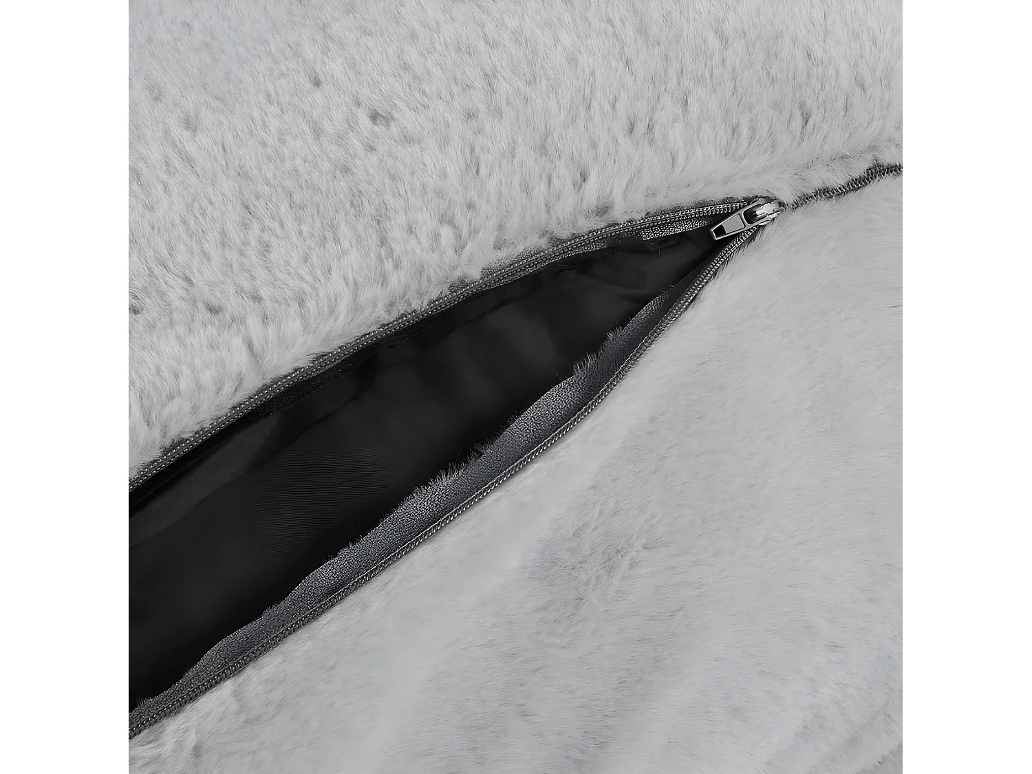 Coussin de lecture déhoussable fausse fourrure gris clair 50 x 70 cm