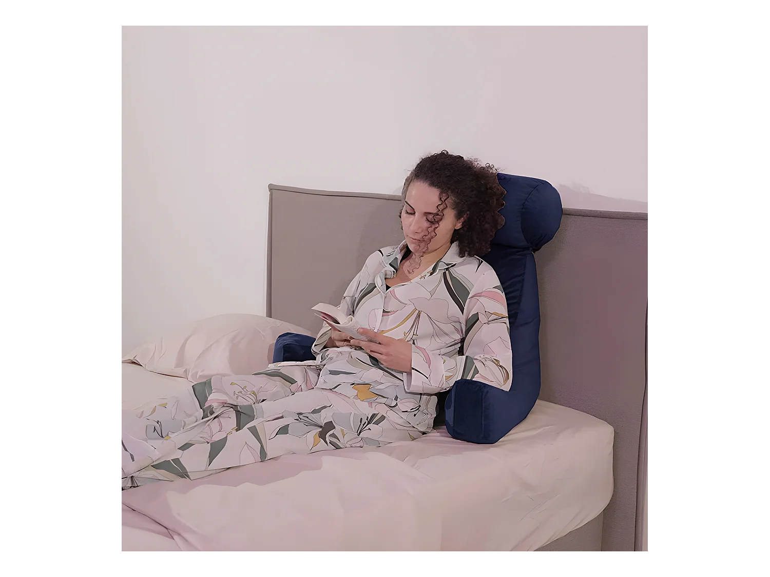 Lesekissen Samt 65 x 80 cm, Mitternachtsblau