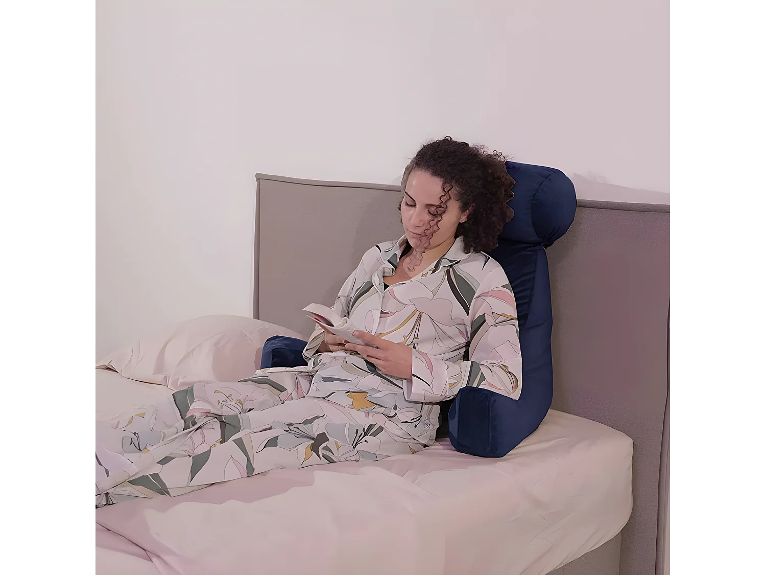 Lesekissen Samt 65 x 80 cm, Mitternachtsblau